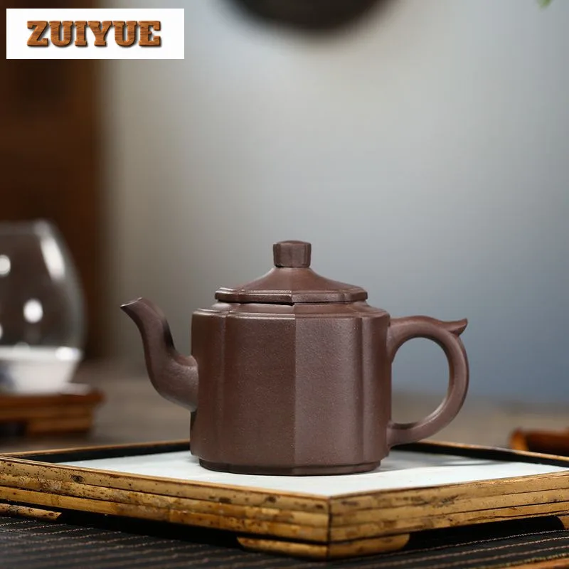 

300ml Ancient Yixing Purple Clay Teapots Handmade Palace Lantern Pot Raw Ore Purple Mud Kettle Chinese Zisha Tea Set Cafes Gift