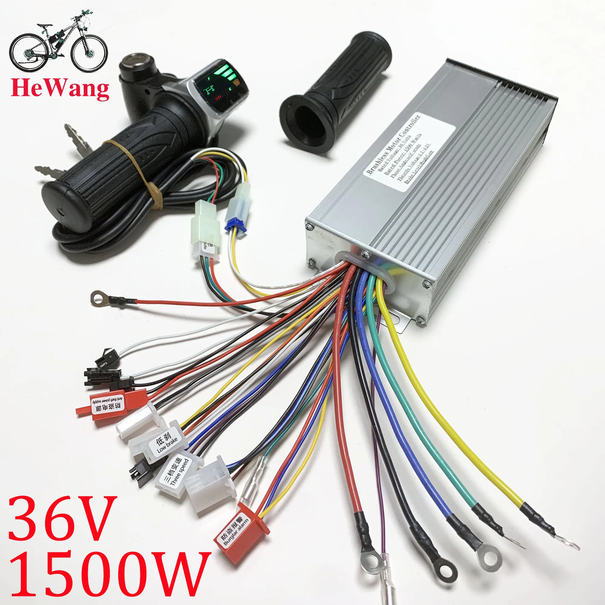 

Контроллер бесщеточного двигателя 36 В, 1500 Вт, 40 А со светодиодным дисплеем, комплект дроссельной заслонки для электрических велосипедов и скутеров