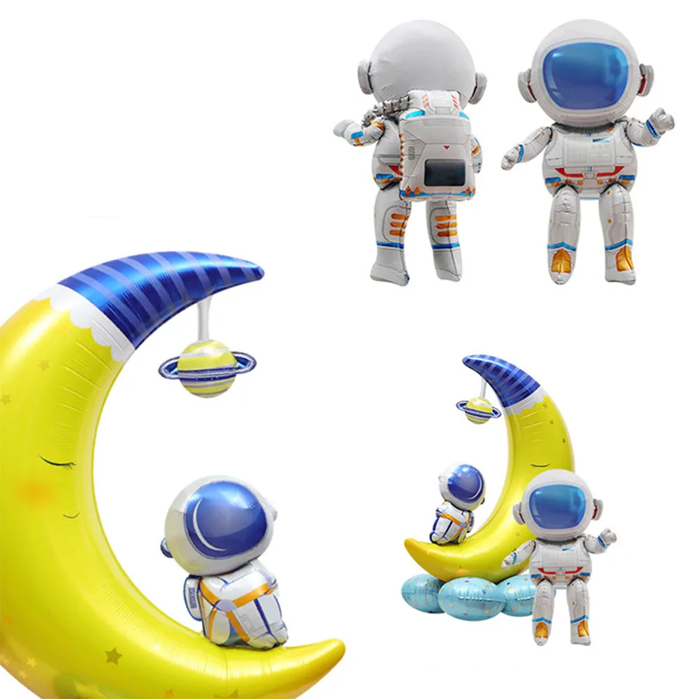 Space Balloons Astronaut Rocket Spaceship 3D Foil Balloons For Kids Birthday Party Decors Universe Outer Space Party Decorations