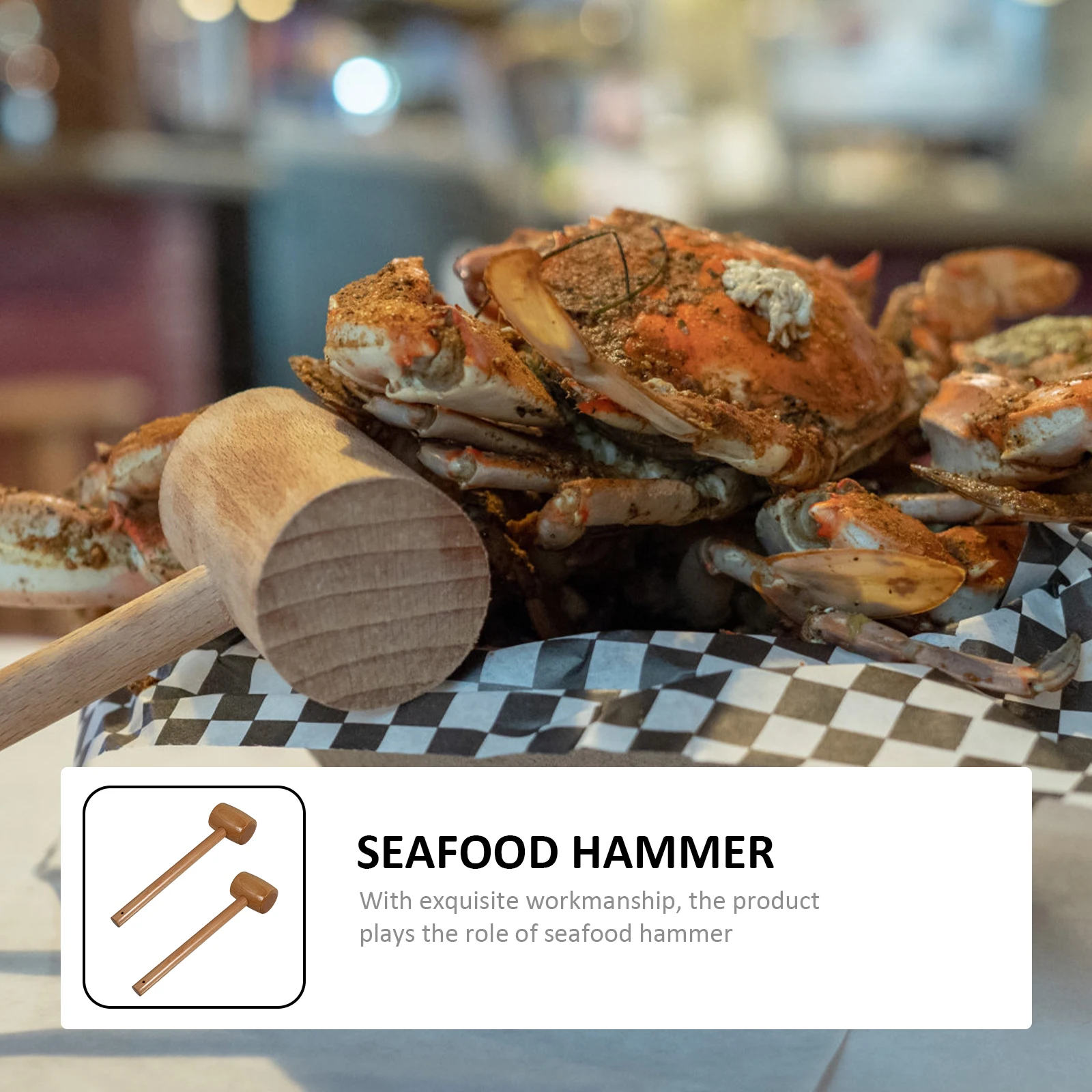 

2Pcs Seafood Hammer Meat Cracking Tool Beech Wood Crab Mallet for Lobster Shellfish Cakes Mess Free Handling Strong and Reliable