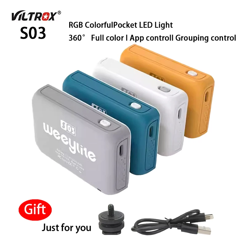 

Viltrox Weeylite S03 RGB Video Light Mini Portable Pocket Photography Camera LED Fill Light APP Control Dimmable Live Vlog Lamp