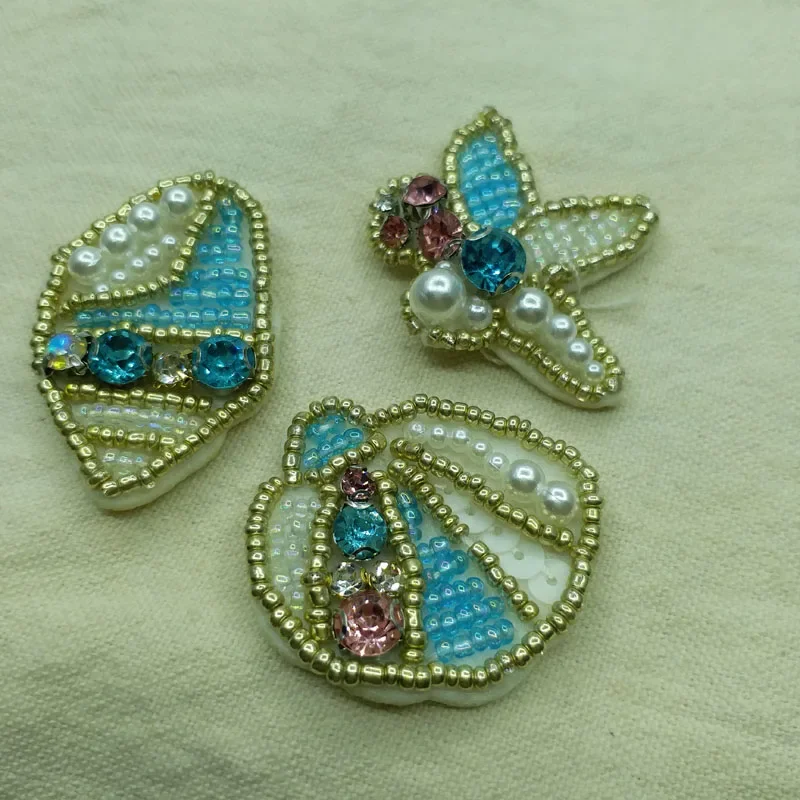 Fashion sea animals beaded patches for clothing DIY Sew on sequin rhinestone appliques badge embroidery Jellyfish parche ropa