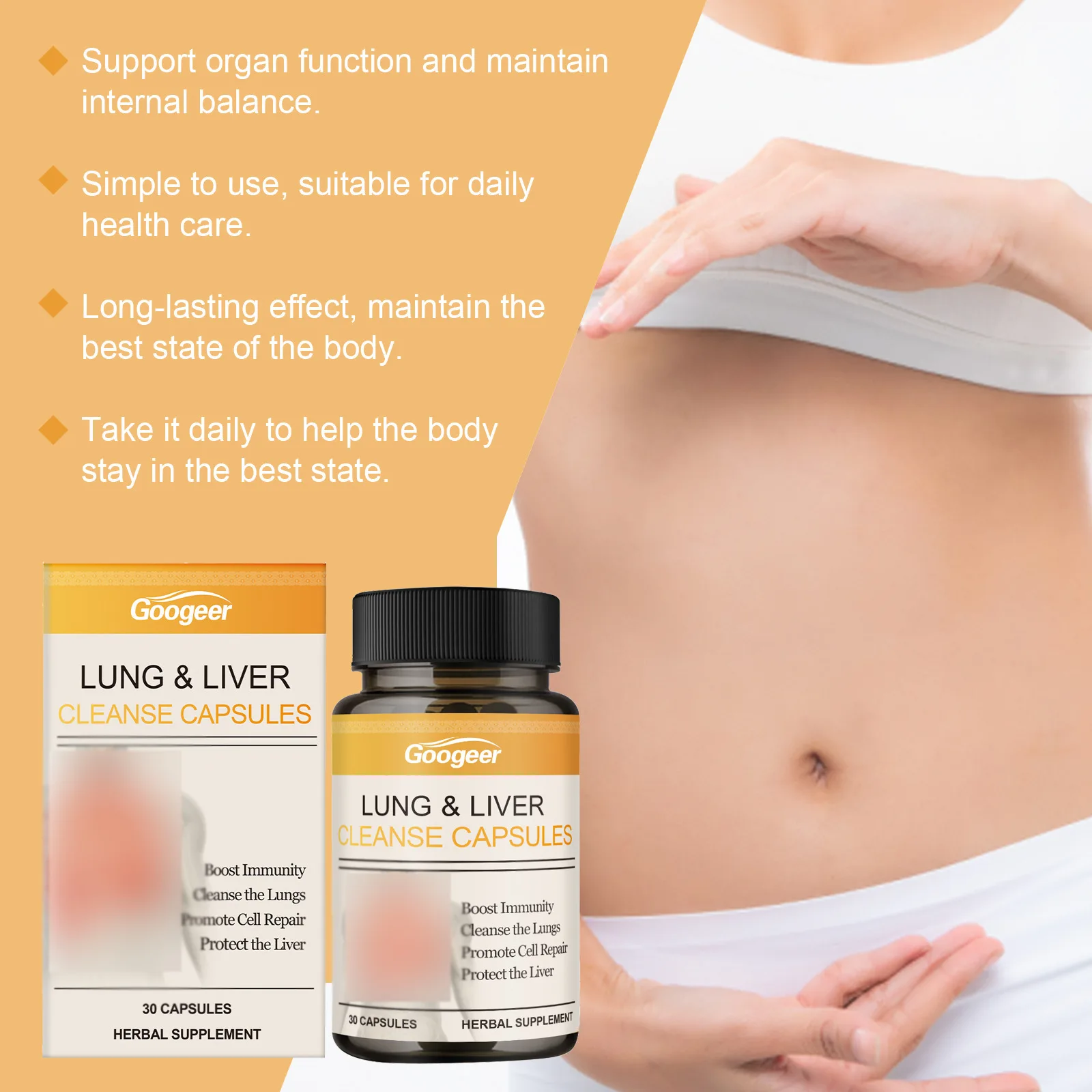 Natural Lung & Liver Cleanse Herbal Capsules Detox Support Respiratory Health Liver Protection Herbal Supplement