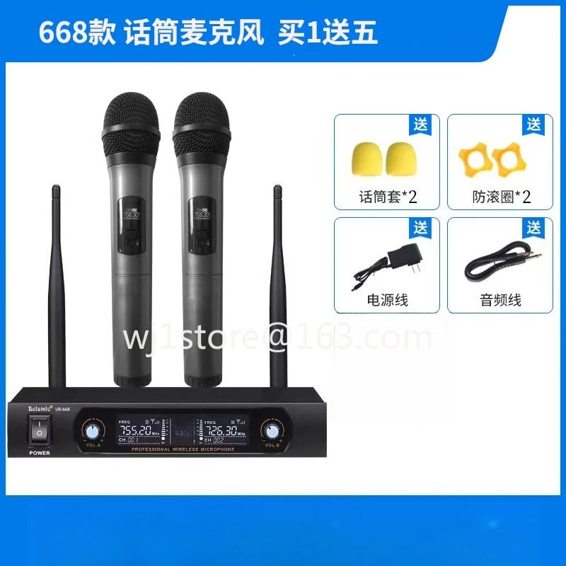 Wireless microphone, microphone, household KTV one-to-two singing k-song live broadcast, professional stage performance handheld
