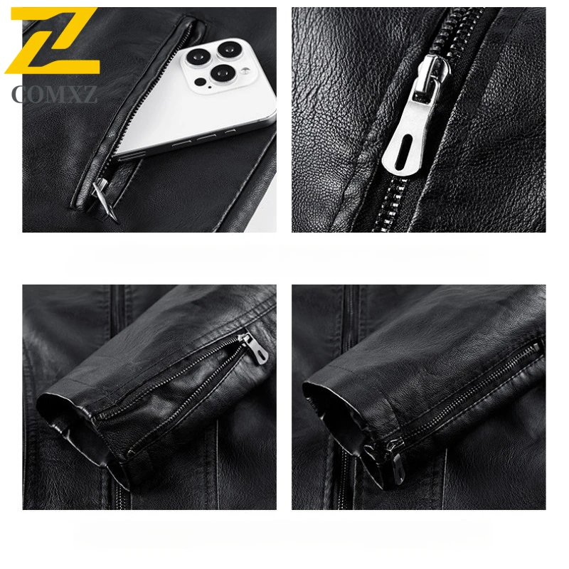 سترة رجالية عتيقة لراكبي الدراجات النارية مغسولة من جلد البولي يوريثان وياقة بيسبول فضفاضة تناسب الطيار القديم مقاومة للرياح وسحاب تكتيكي لربيع الخريف