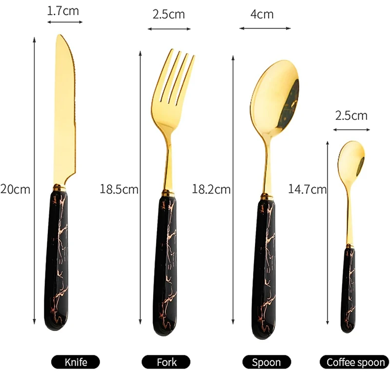 LMETJMA 24 قطعة مجموعة أدوات المائدة الفولاذ المقاوم للصدأ السكاكين الشوك ملاعق مجموعة أدوات المائدة خدمة ل 6 أواني المطبخ مجموعة أدوات المائدة JT378