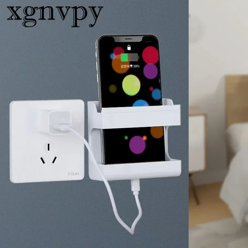 Xgnvpy Wall Hanging Paste Mobile Phone Charging Stand Remote Control Storage Box Put Mobile Phone Watching Multi-function Box