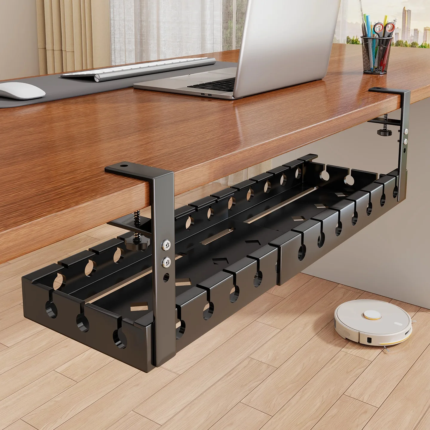Under The Table Cable Manager Storage Rack Data Cable Finishing The Desk Wire Socket Bracket