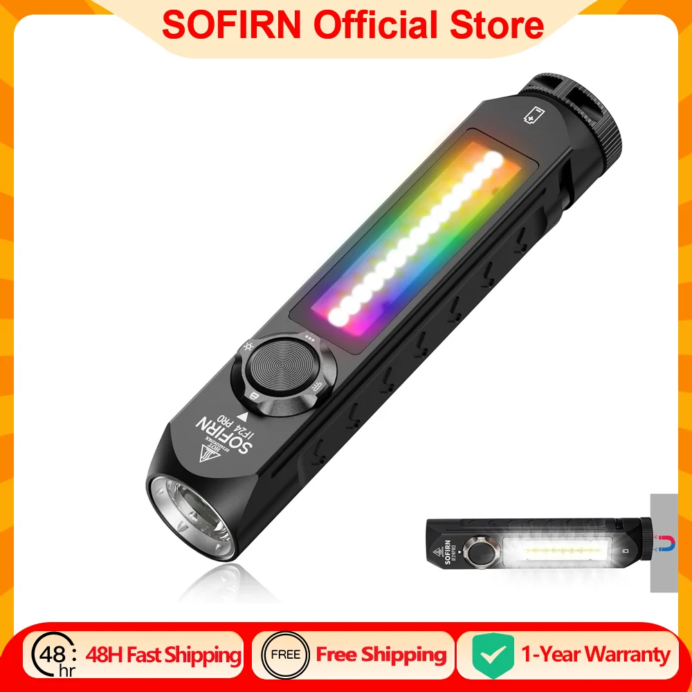 

Sofirn IF24 PRO RGB Light 1800lm 340m SFT40 Buck Driver 18650 USB C Rechargeable Flashlights Flood Spot with Magnetic