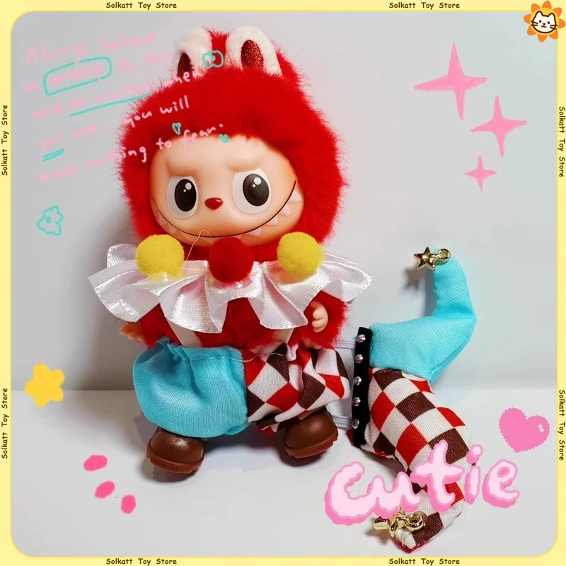 

Only Clothes For Mini Labubu Doll Circus Clothing Clown Set Cute Rabbit Ear Jumpsuit Colorful Fashionable 10cm Trendy Toys Gift