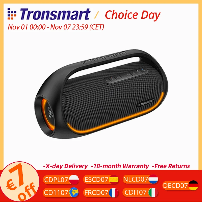 Tronsmart Bang Bluetooth Speaker Portable Party Speaker with Lossless Hi-Res Audio, Heavy Bass, App Control, Portable Handle