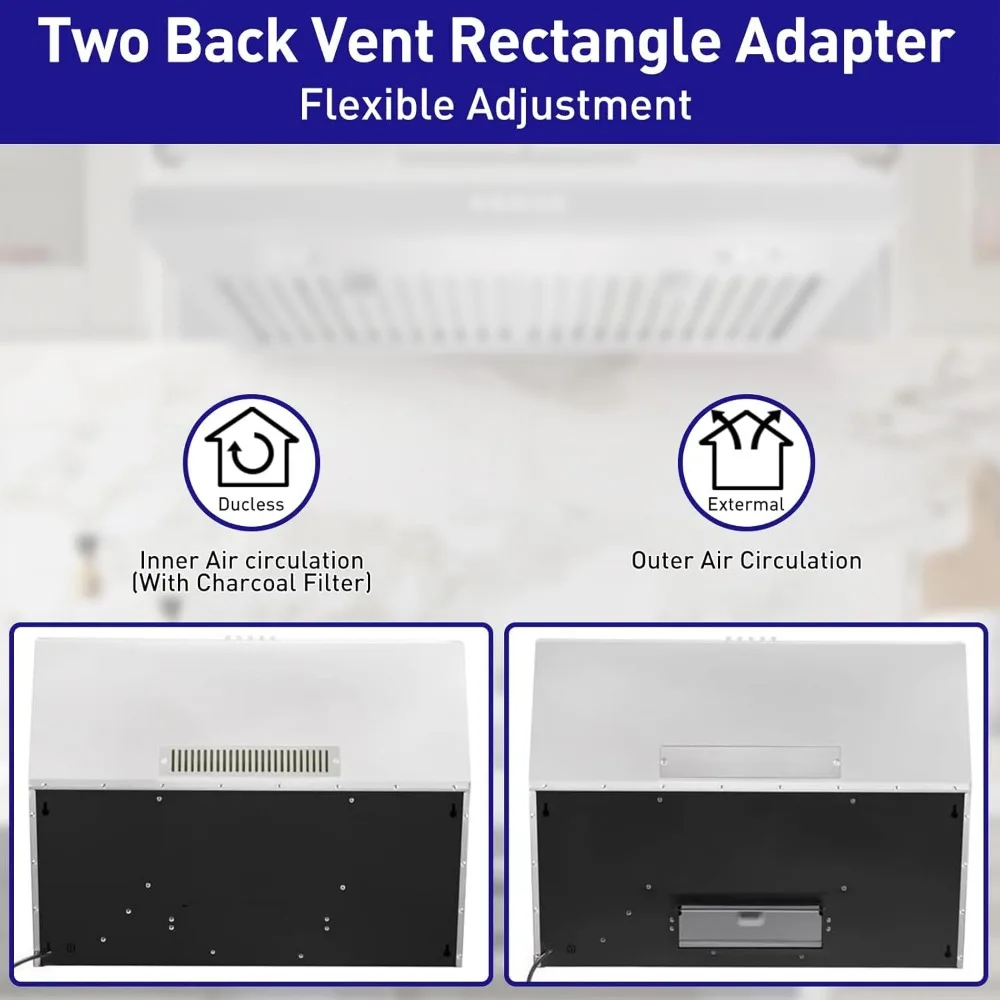 Charlotte 500cfm campana extractora para debajo del gabinete, 3 niveles de velocidad, Control de botones mecánicos, filtros deflectores aptos para lavavajillas