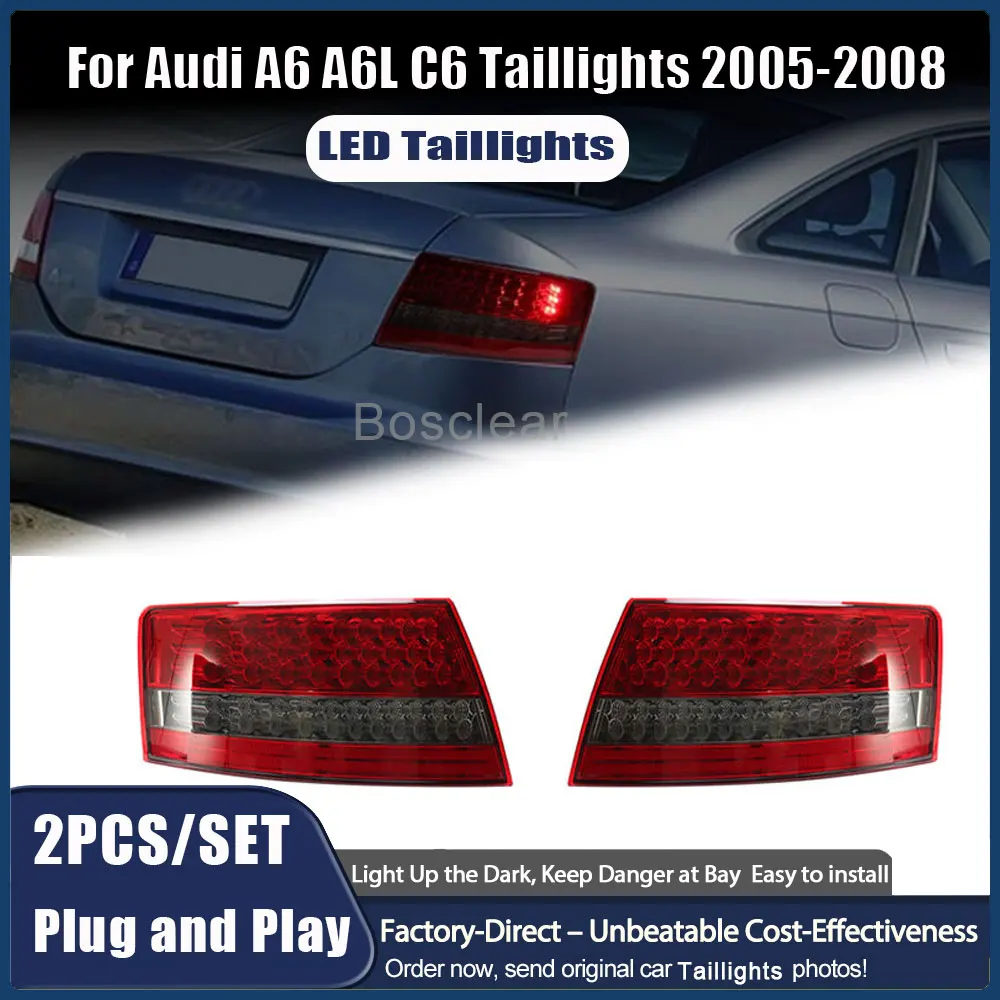 

Для Audi A6 светящиеся задние фонари 2005-2008 A6L C6 динамические сигнальные задние фонари анимация после остановки тормозные опоры детали фары