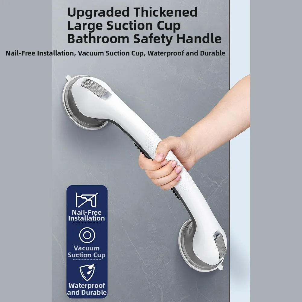 2pcs Extra-Strong Suction Grab Bars Safety Handles No Drill Installation For Home Bathroom Accessories