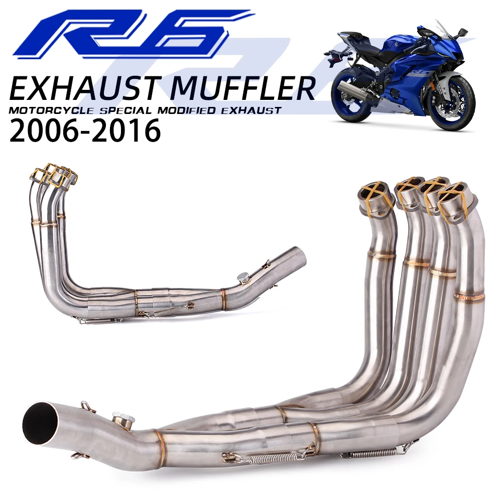 For Yamaha YZF-R6 2006-2016 Motorcycle Exhaust Manifold Stainless 51MM Bottom Escape Front Link Pipe Optional Color