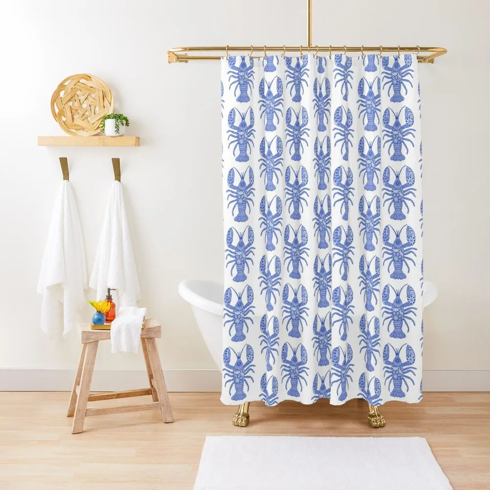 

Lobster (blue and white, vertical) Shower Curtain Window Shower For Bathrooms Shower For Bathroom Set Elegant Bathroom Curtain