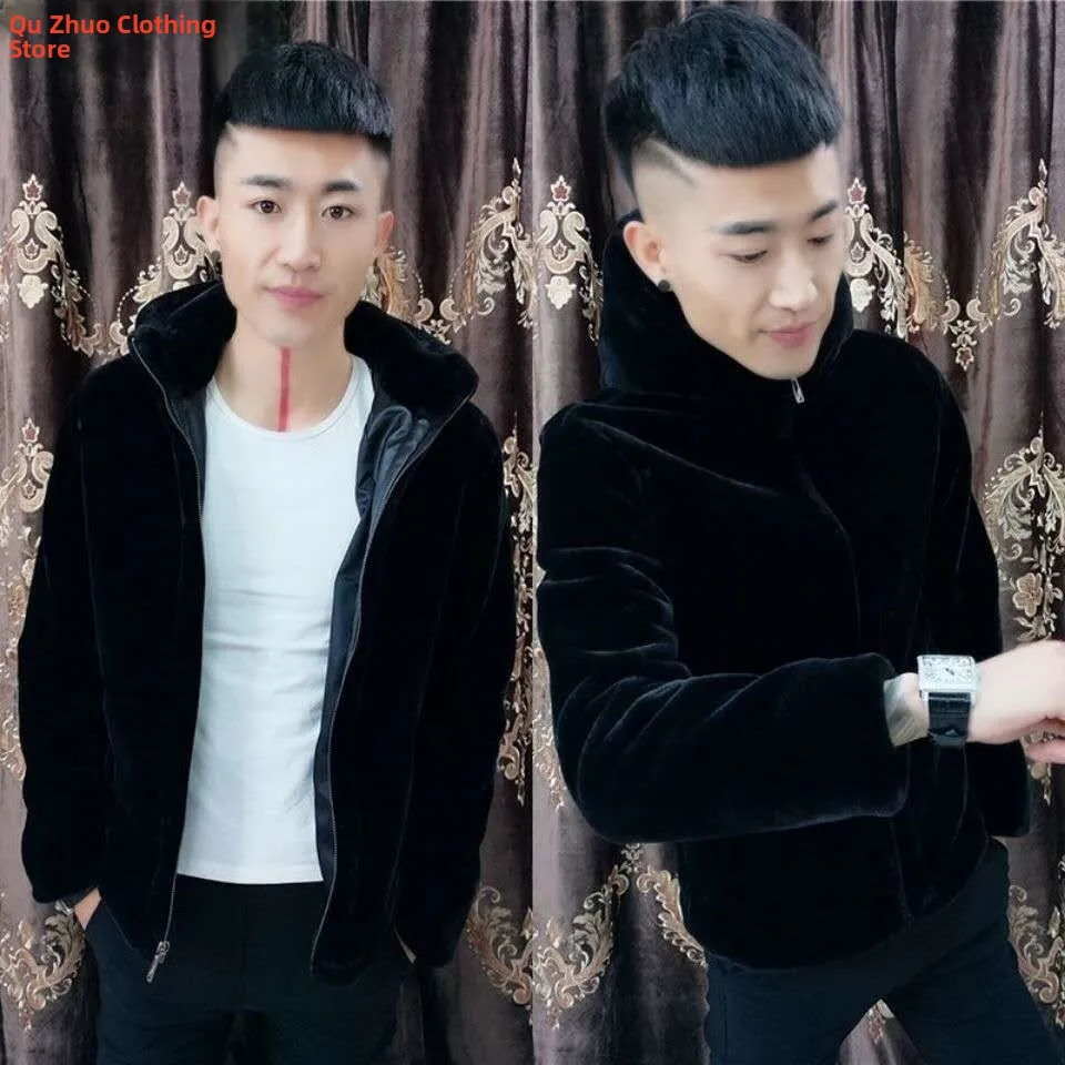 

Осень-зима, новая мужская шуба из цельной норки, водостойкая облегающая куртка, корейская версия, студенческая кожаная одежда