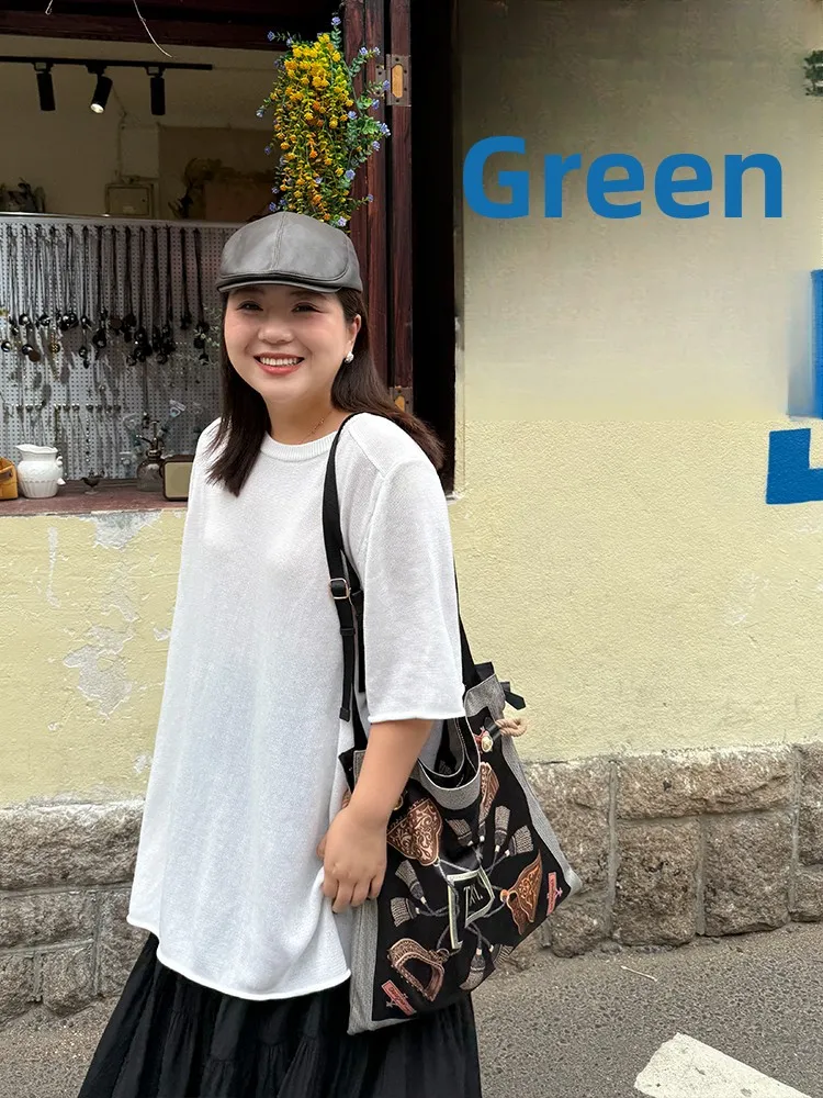 

Loose Fit Mid-Length Five-Sve Knitwear for plus Size Women Autumn Winter Casual Sle Polyester Blend Comfortable T-irt