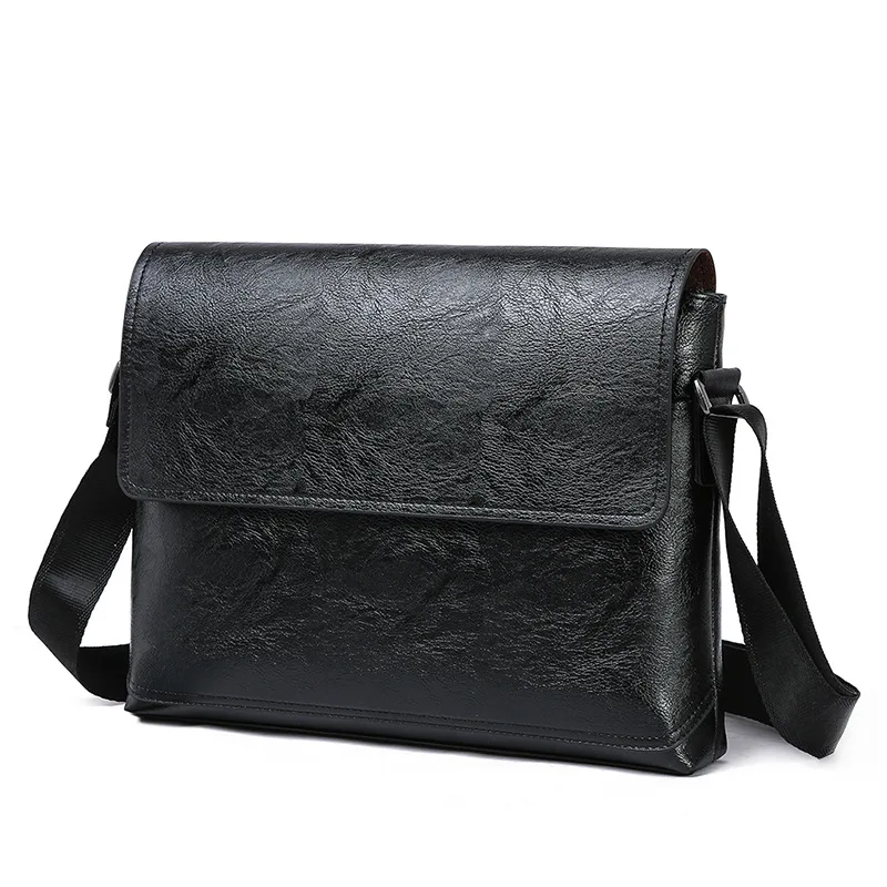 Vintage Flap Messenger Satchel Crossbody Bag Multi‑Pocket Adjustable Shoulder Strap for Office Business Commute Daily Travel Use