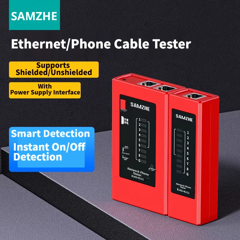 SAMZHE Multi-Function Network Cable Tester, RJ45 RJ11 Ethernet & Phone Line Tester, POE Wire Tracker, Professional Network Maint