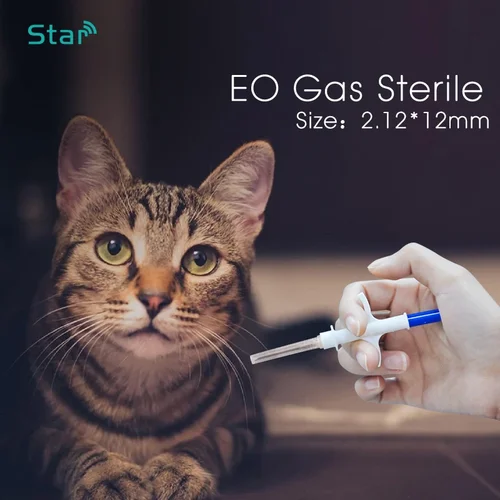 Imagen 2 del producto ISO11784 FDX-B 2,12x12mm microchip para perros y gatos jeringa para animales implante de identificación chip para mascotas aguja veterinario RFID inyector PIT etiqueta para perros gato pescado