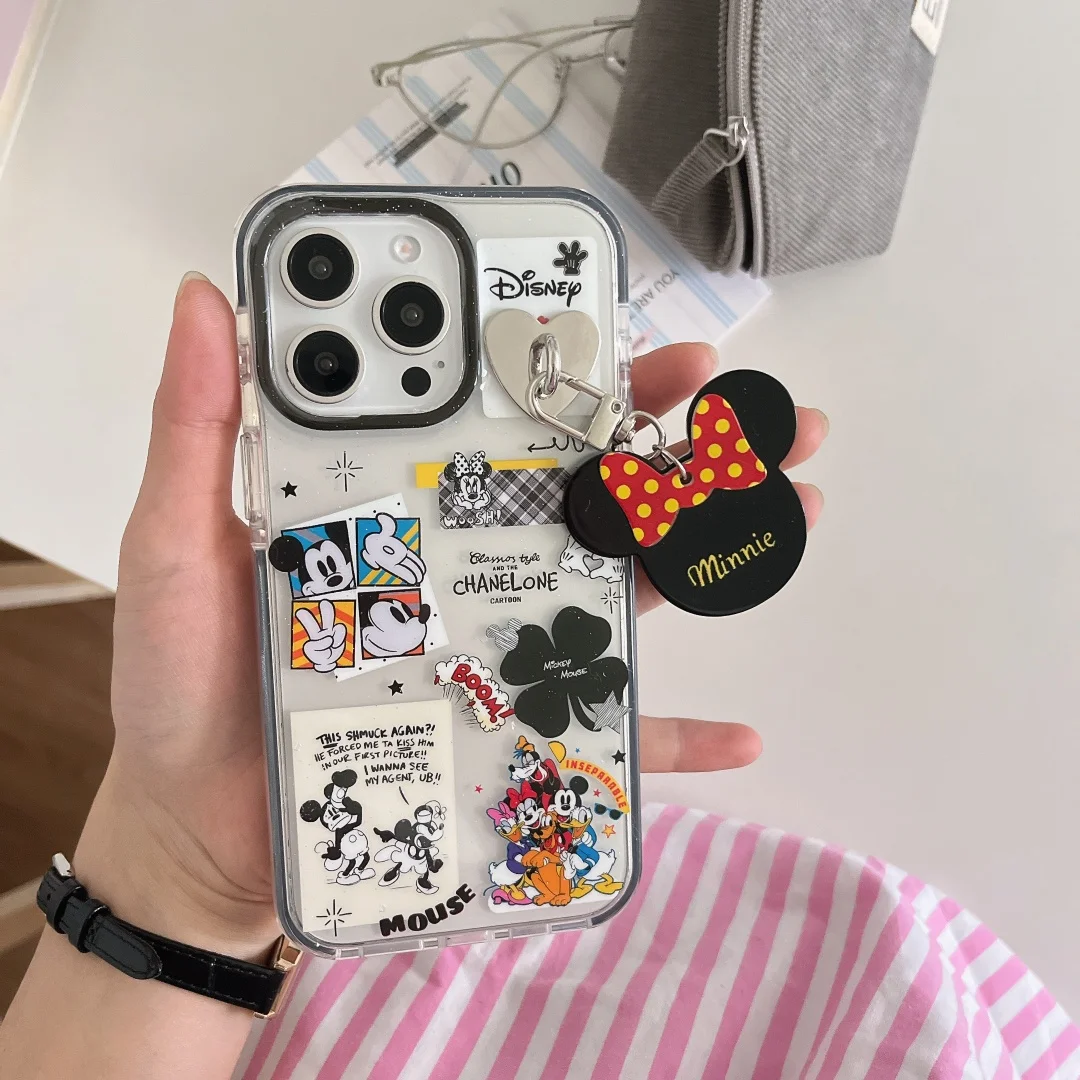 

Cartoon Mickeys Minnies Mouse Transparent Phone Case For iPhone 16 15 14 13 Pro Max Plus Luxury Luck Clear Soft silicone Cover
