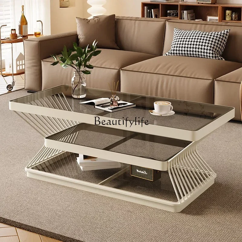 

ls 27 Cream tempered glass household coffee table