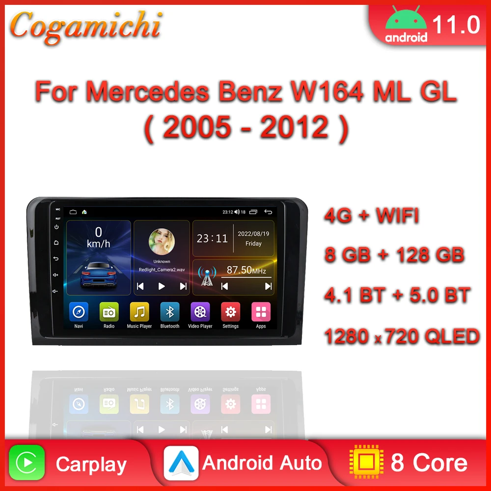 For Mercedes Benz ML GL W164 ML350 ML500 GL320 X164 ML280 GL350 GL450 Android Car Radio Multimedia Player Carplay Auto Stereo