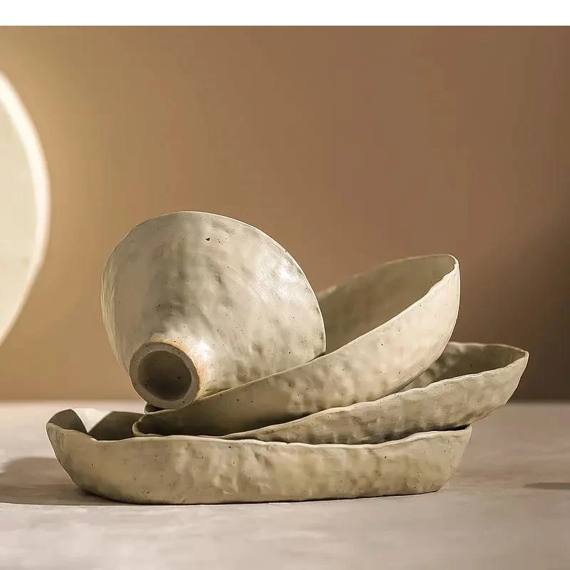 

Japanese Irregular Shape Ceramic Tableware Steak Plate Rice Bowl Restaurant Sushi Taste Home Kitchen Set