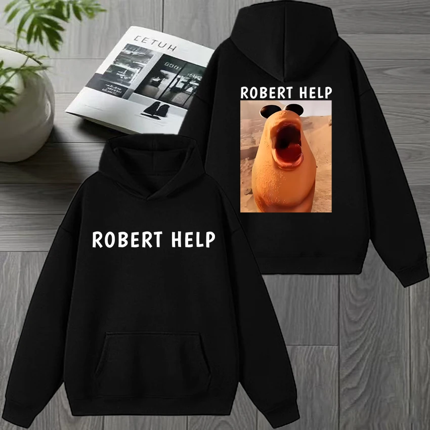 Marcus The Worm Funny Meme Felpa con cappuccio con stampa fronte-retro Felpa unisex moda harajuku Uomo donna Fleece Casual Pullover invernale