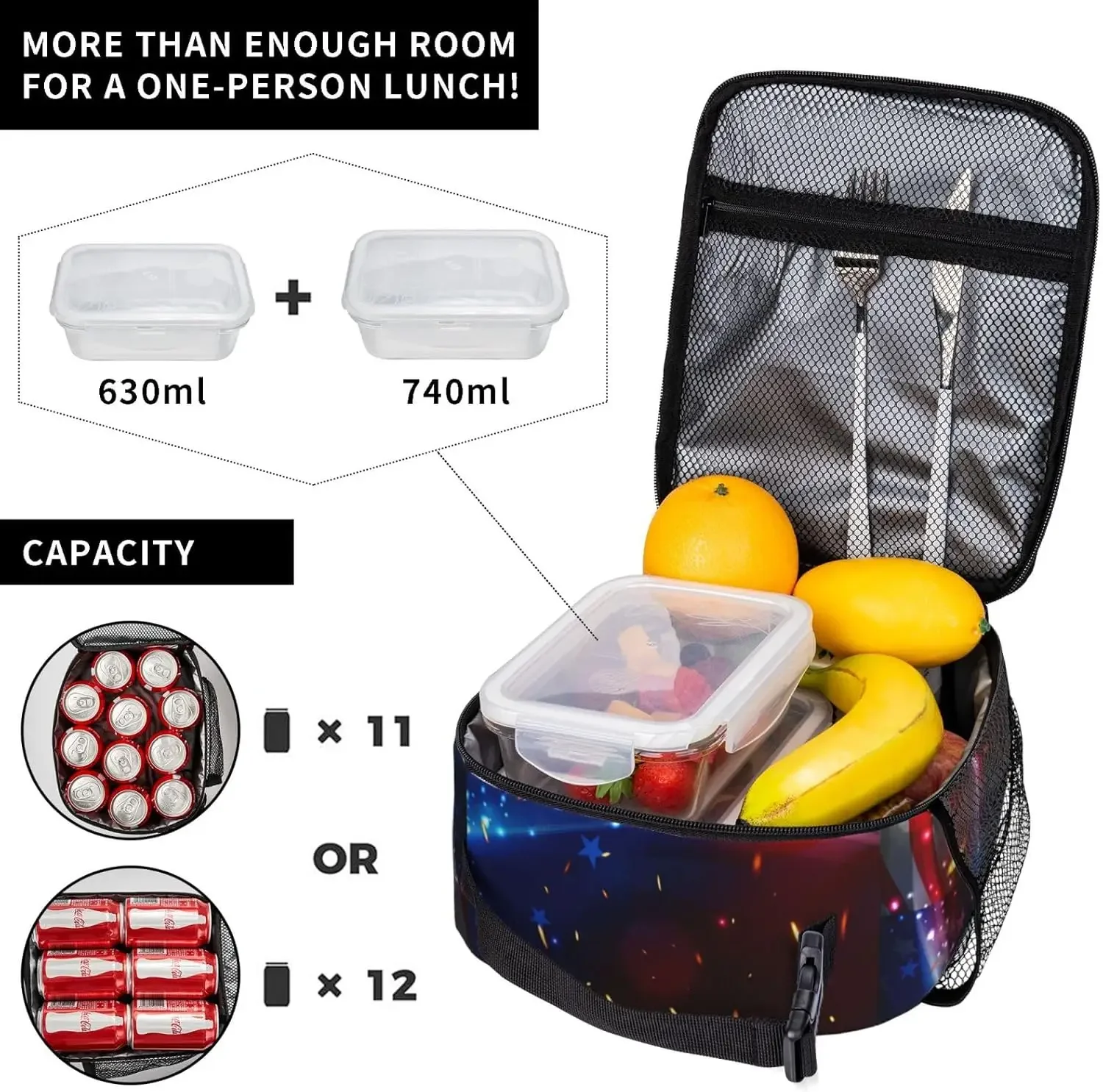 Rugby Lunch Bag Portable Tote Bag Adjustable Shoulder Straps Leakproof Side Bags Fashion Creative Portable Lunch Box for Picnic