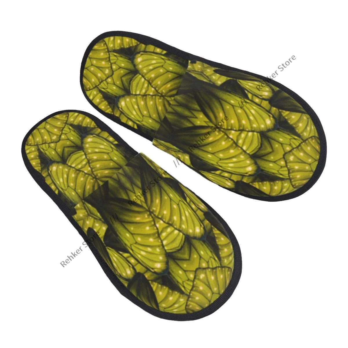 Indoor Slippers Butterflys Wing Skin Texture Plush Slipper Autumn Winter Shoes House Flat Floor for Bedroom