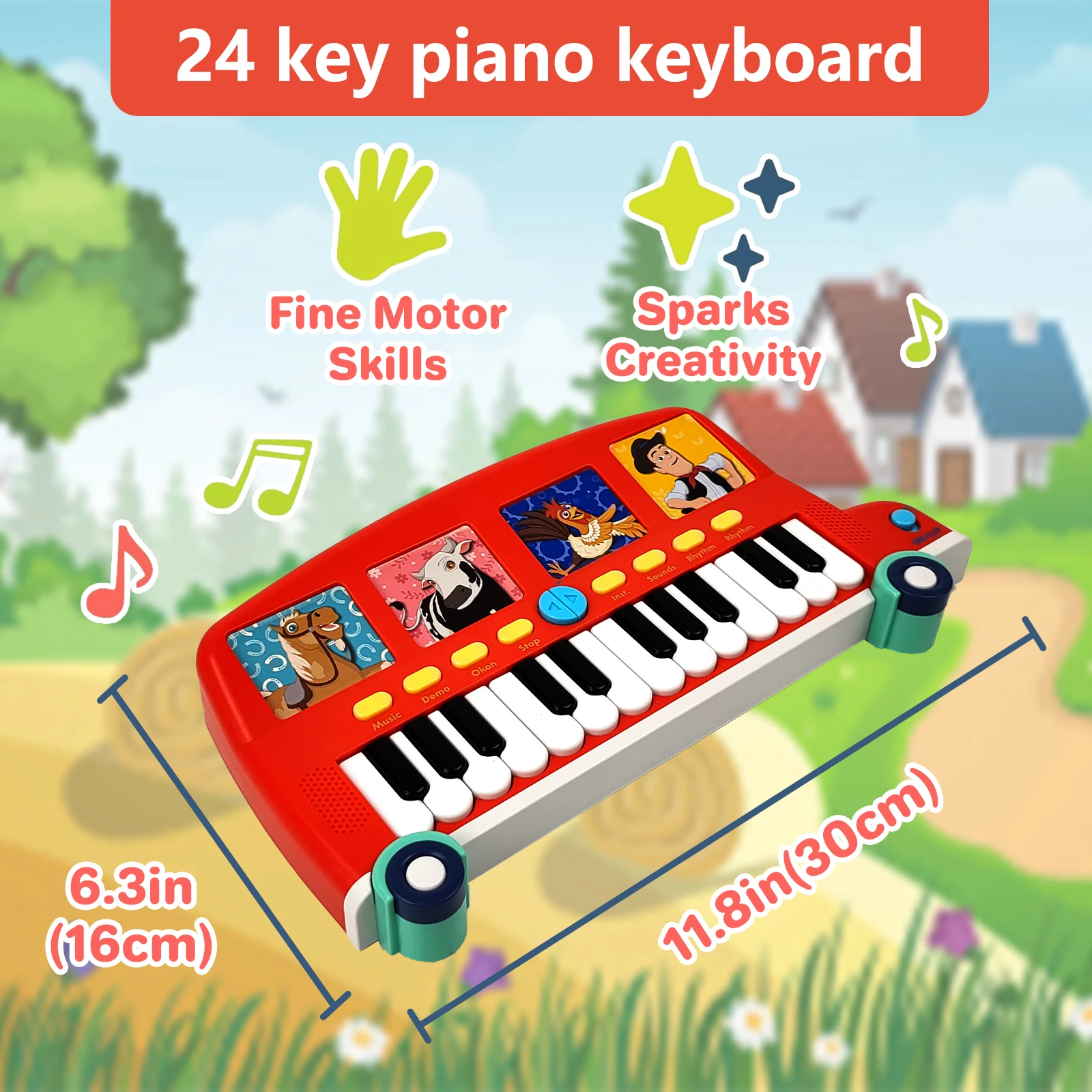 La Granja De Zenon 24 keys Piano Multifunction Musical Instrument for Infant Toddlers Early Educational Toys Zenon Farm