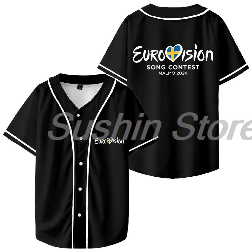 

Eurovision 2024 Jersey Eurovision Song Contest Baseball Jacket Shirts Short Sleeve Streetwear Women Men Fashion Tops