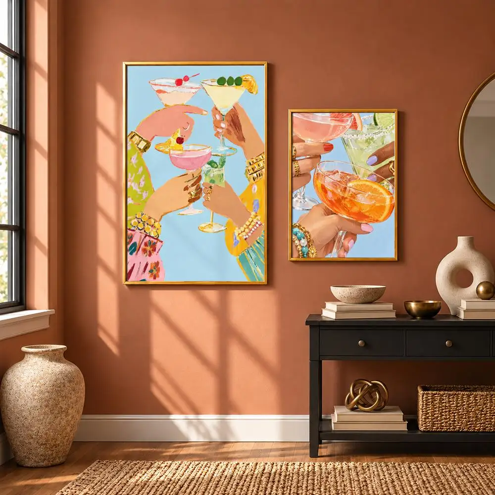 Glamorous Cocktail Party Poster Art Wall Stickers & Self-Adhesive Decals for Home, Bedroom & Living Room