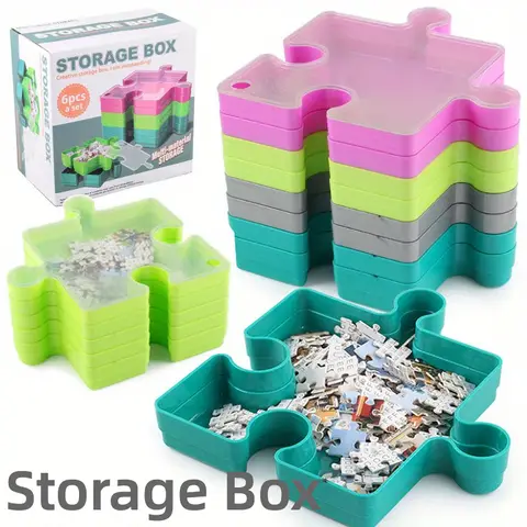 6 Layer Storage Box, Puzzle Organizer with Transparent Drawers, Plastic Parts Container for Lego Toys Crafts Home Organization