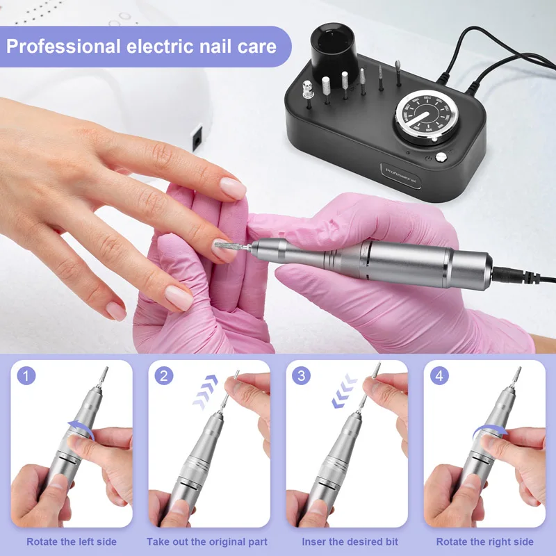 Electric Nail Drill Machine,Electric Nail File for Acrylic Gel Nails,Efile Nail Drill Kit for Grinding Polishing Shape