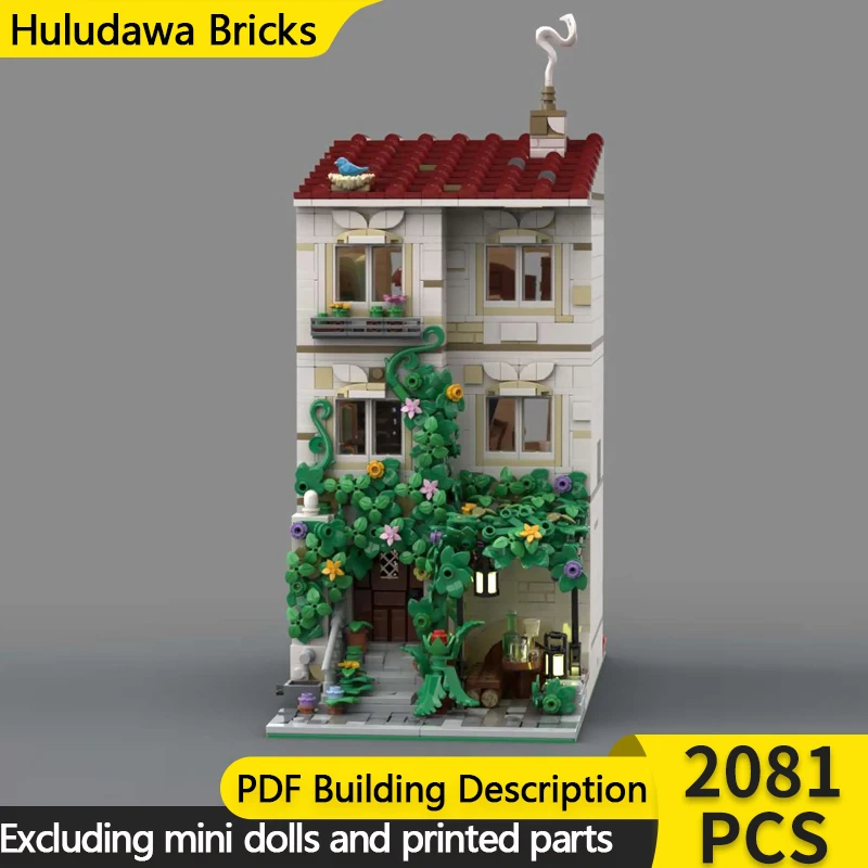 

Модель City Street View MOC, строительные кирпичи, старый зеленый дом, модульная технология, детские праздничные подарки, сборные игрушки, костюм