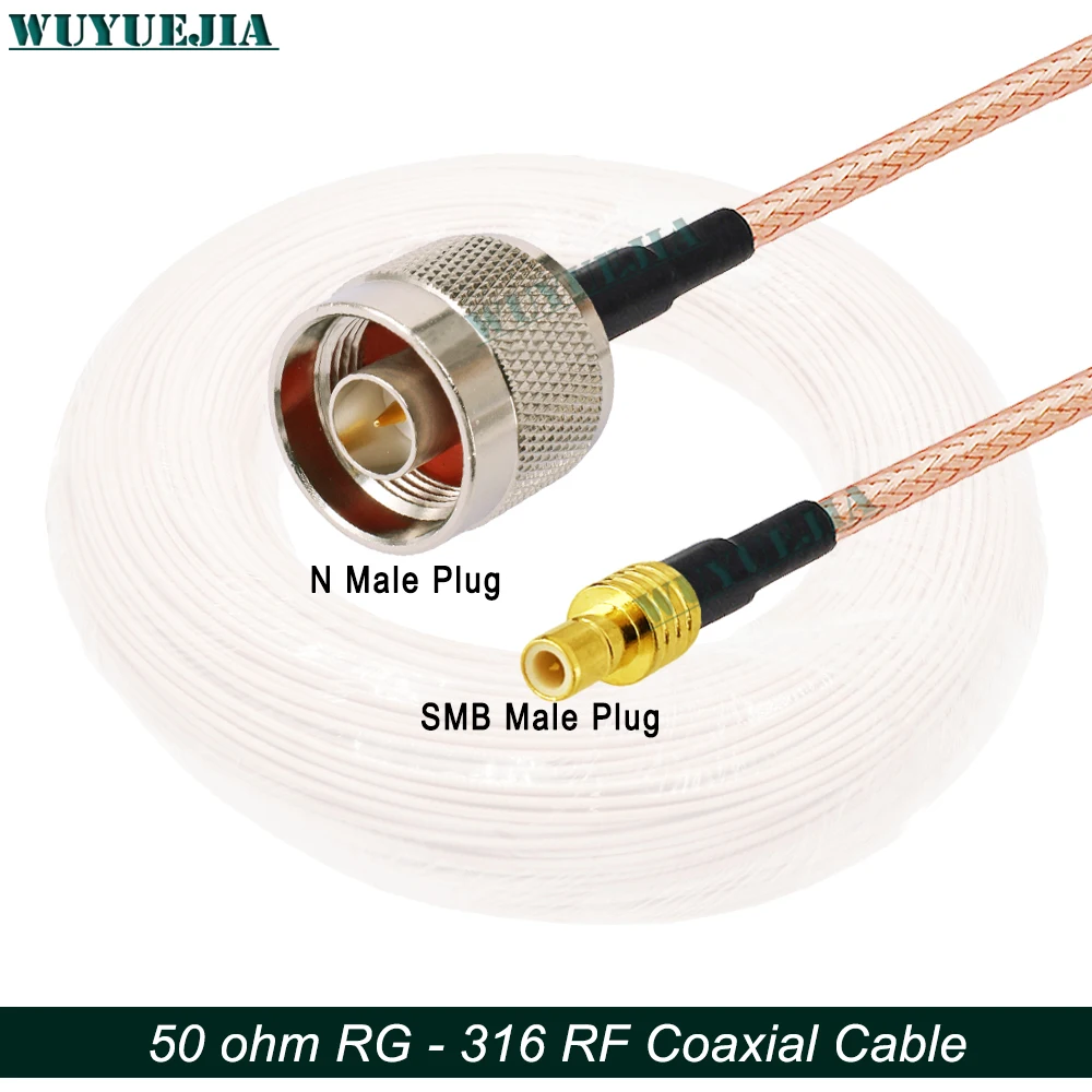 0.1‑10M Custom Length N Male to SMB Female RG-316 RF Coax Pigtail Jumper Cable  50 Ohm Low Loss Shielded Antenna Connection Wire