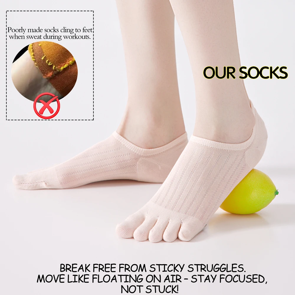 3 Pairs Women's Summer Toe Socks Modal Cotton Thin Breathable Mesh Anti Odor Moisture Wicking No Show Boat Socks Non Slip image 4