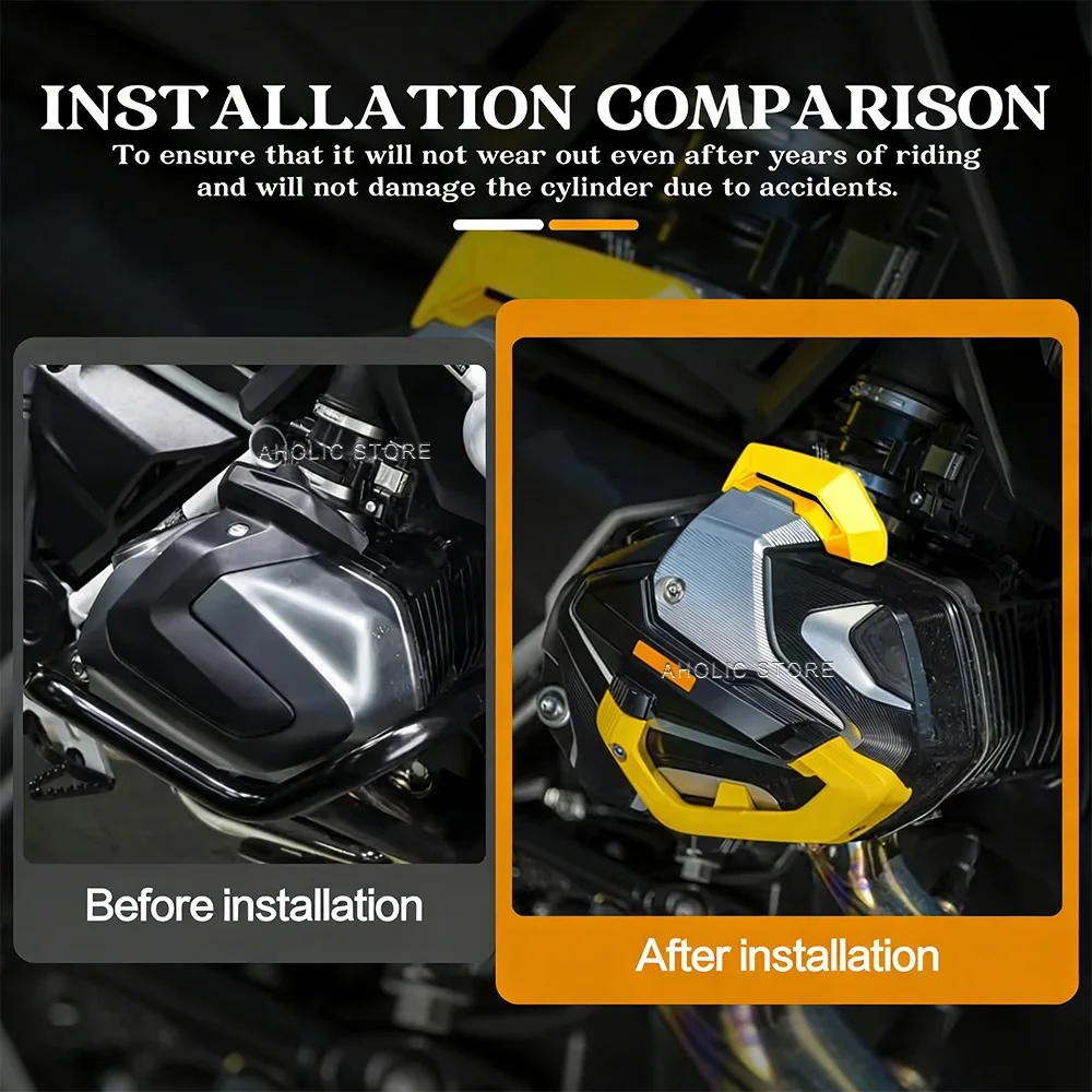 Ultra-Durable Cylinder Head Guards for R1250 GS/Adventure/R/RS/RT 2019+ Heavy-Duty Engine Protection Covers