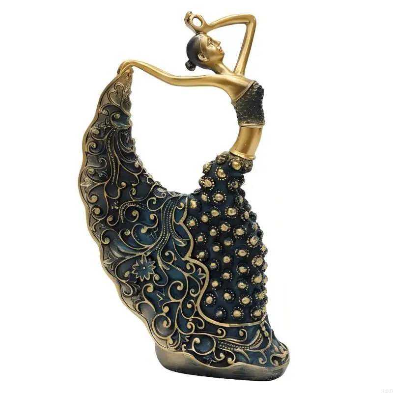 62KD Elegant Hand Paint Peafowl Woman Resin Art Piece for Coffee Table Bookcase