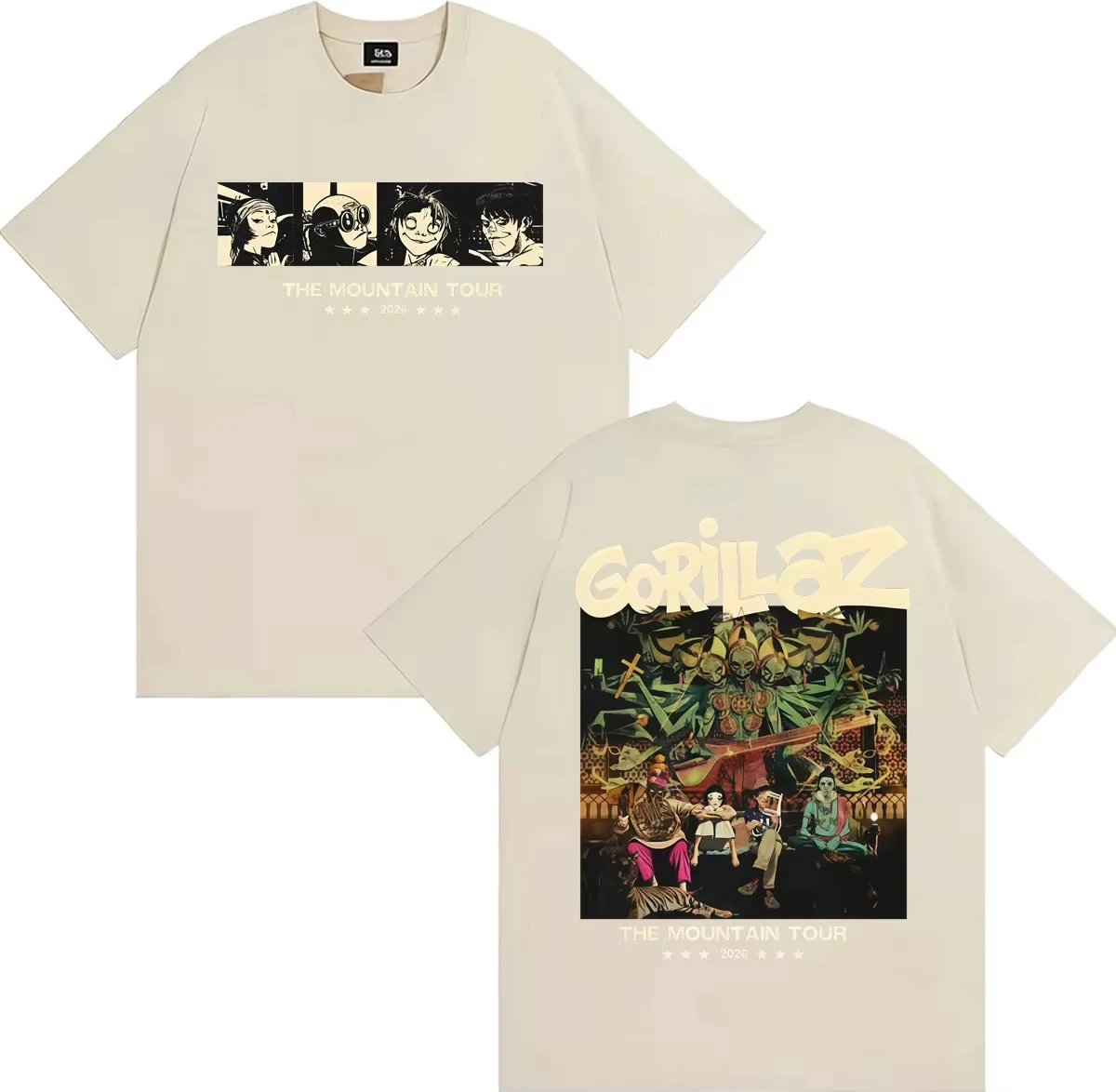 Gorillaz Band The Mountain Tour Graphic 2026 T-Shirt, 100 % Baumwolle, Unisex-T-Shirt für Herren und Damen, Y2k, beliebtes, lässiges Fan-T-Shirt mit O-Ausschnitt – Detail 6