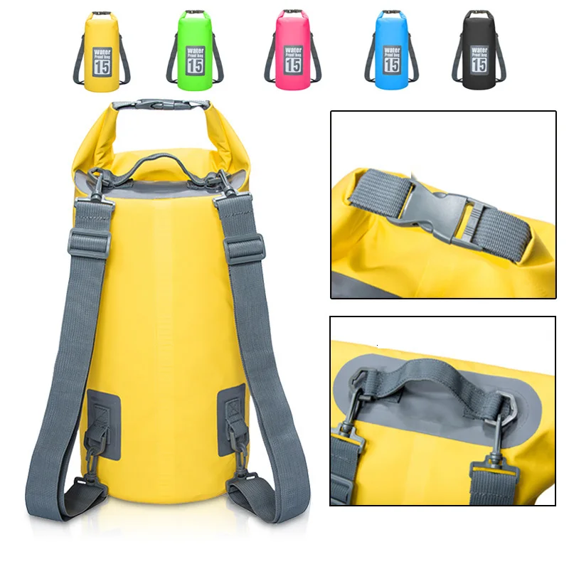 5L/10L/15L/20L/30L Outdoor Sport PVC Waterproof Storage Dry Bag For Canoe Kayak Rafting  Swimming Travel Kit Sack Backpack