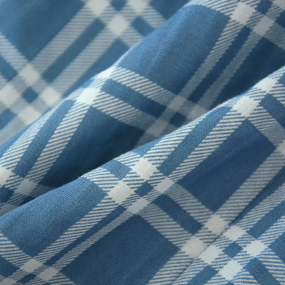 Mens Cotton Gauze Pajama Pants Plaid Loose Sleepwear Breathable Casual Home Lounge Trousers Summer Thin Comfortable Loungewear
