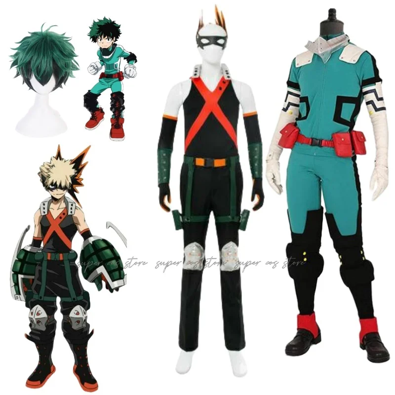 Anime My Hero Academy Midoriya Izuku Deku Battle Cosplay Kostum Halloween Costume Party Carnival Unisex Set customized