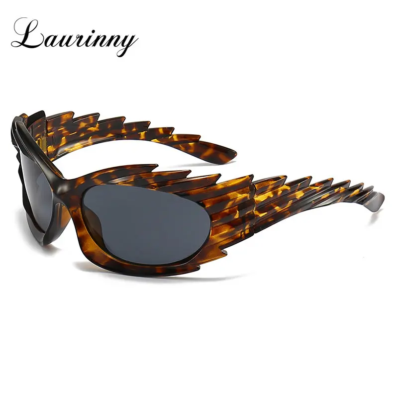 LAURINNY Y2K Retro Hedgehog Style Cat-eye Sunglasses for Men and Women Luxury Sun Glasses UV400 Colorful Mirror Fashion Eyewear