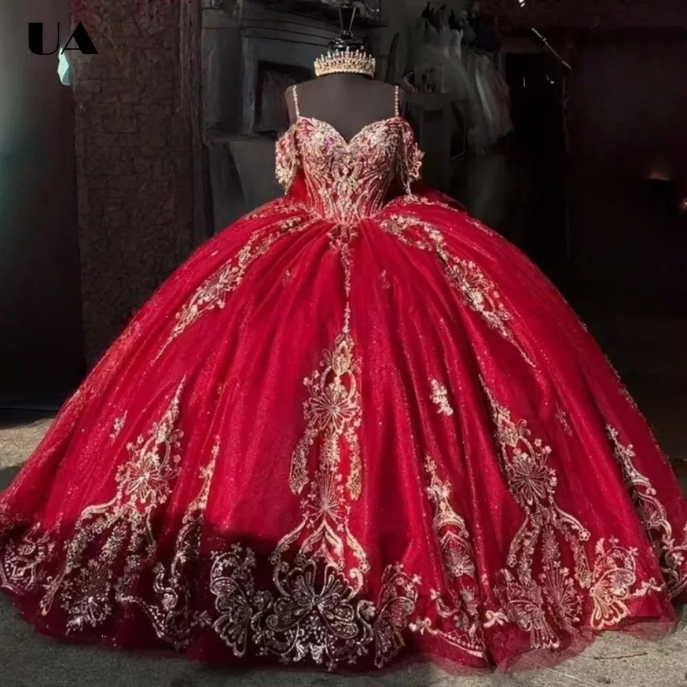 

Платье ULBYANRY на заказ: А-силуэт, на бретельках-спагетти, для выпускного/квинсеаньеры, с блестящими аппликациями, изысканное, на шнуровке