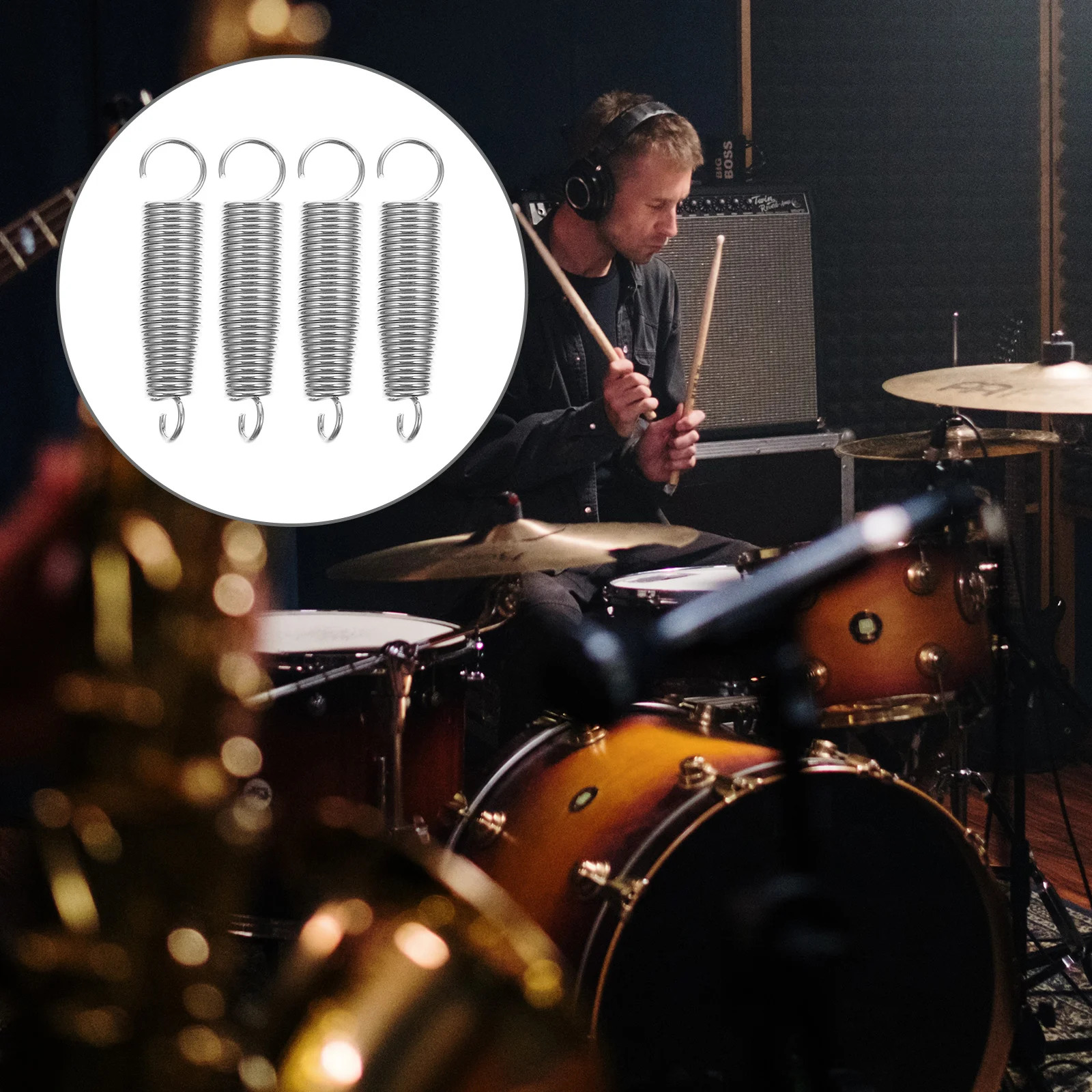 

4 Pcs Spring Accessories Pedal Tension Assembly with Major Heavy Duty Metal Bass Drum Replacement Springs