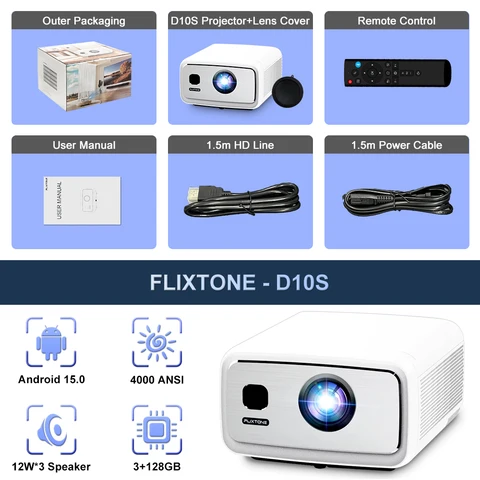 Flixtone D10S 4000 ANSI люмен проектор